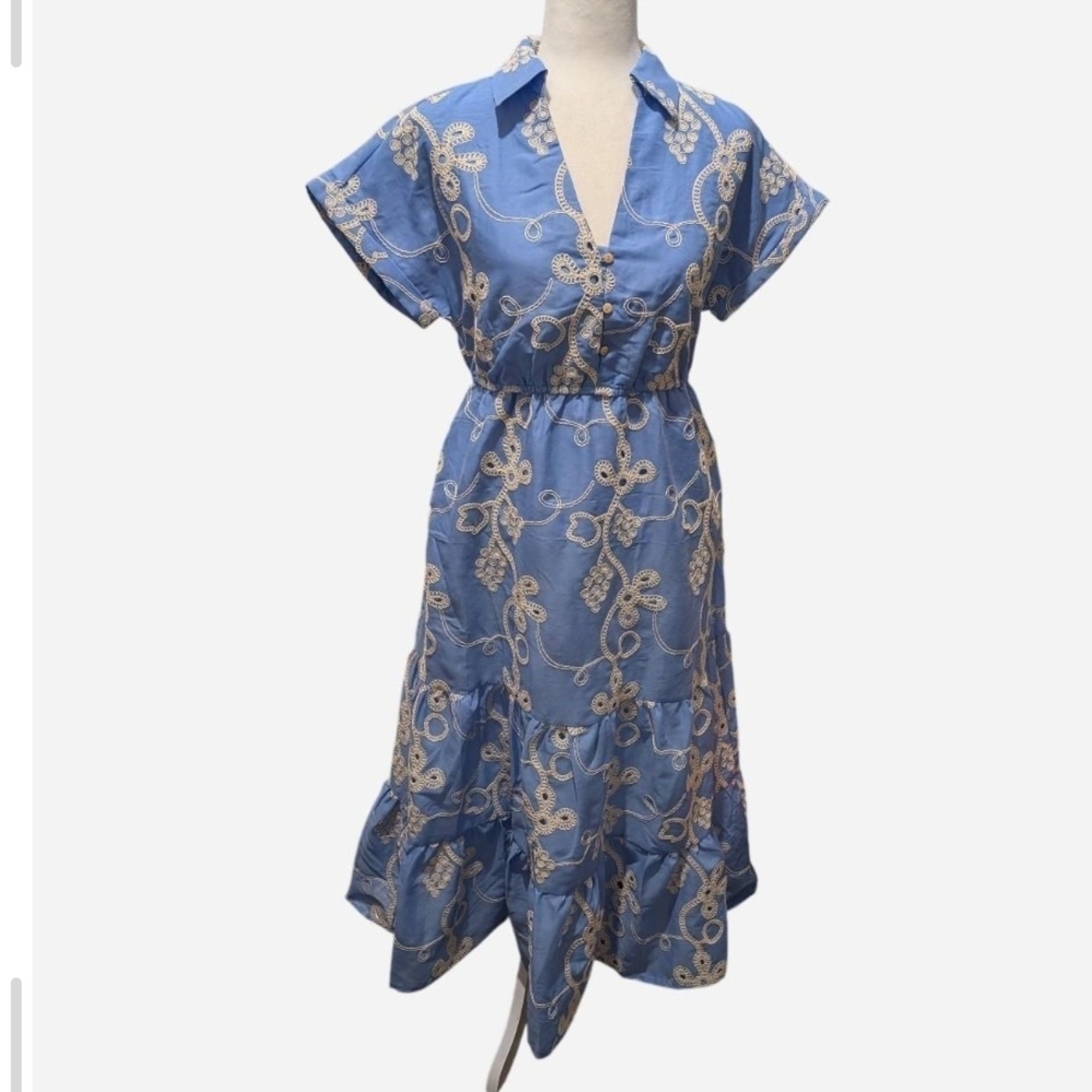 Sam Edelman Light Blue Floral Midi Dress - Picture 2 of 11